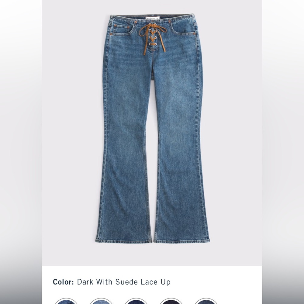 ISO LOOKING FOR SIZE 26 Abercrombie & Fitch mid rise Jeans with Suede Lace-Up